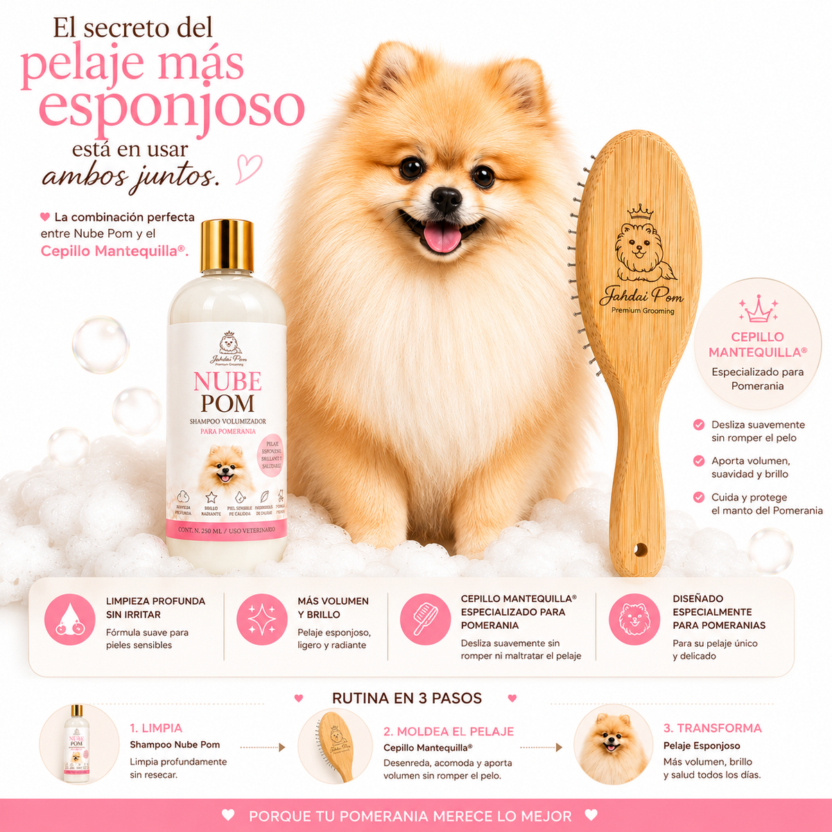 Kit Nube Pom + Cepillo Mantequilla